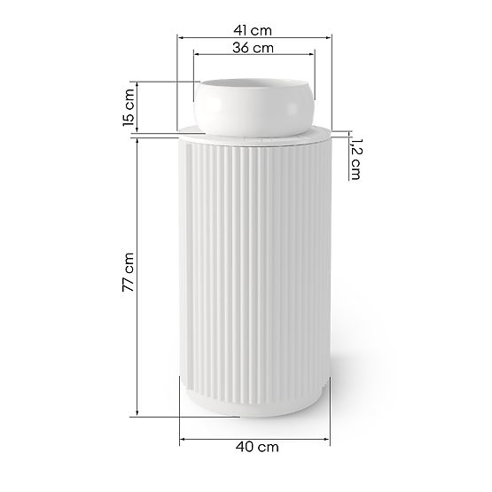 Set dulap cu blat și lavoar La promessa 40 cm, canelat, rotunjit, alb