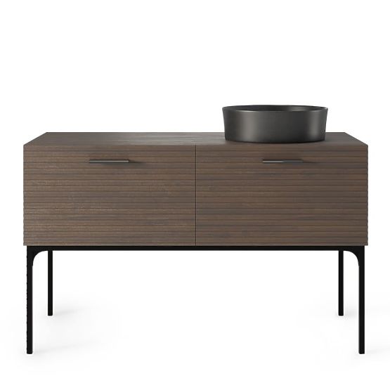 Set dulap cu lavoar La Purete 120 cm, canelat, nuc/negru