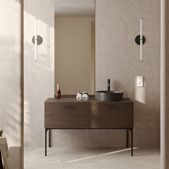 Set dulap cu lavoar La Purete 120 cm, canelat, nuc/negru