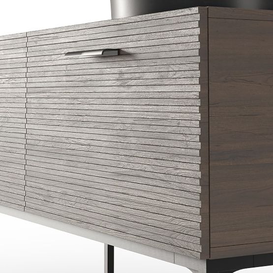 Set dulap cu lavoar La Purete 120 cm, canelat, nuc/negru