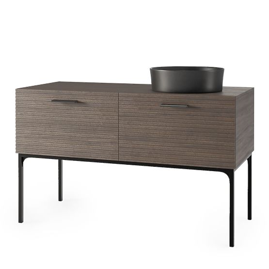 Set dulap cu lavoar La Purete 120 cm, canelat, nuc/negru
