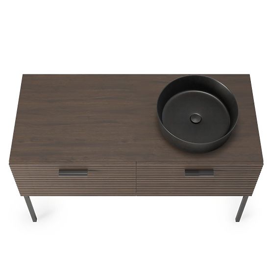Set dulap cu lavoar La Purete 120 cm, canelat, nuc/negru