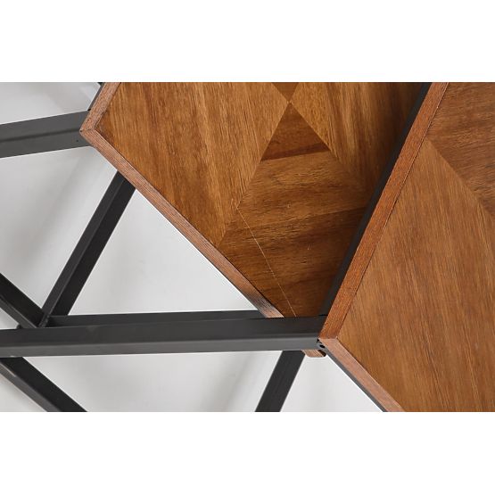 Set ELZA de 2 bănci, nuc / negru (1p=1buc)