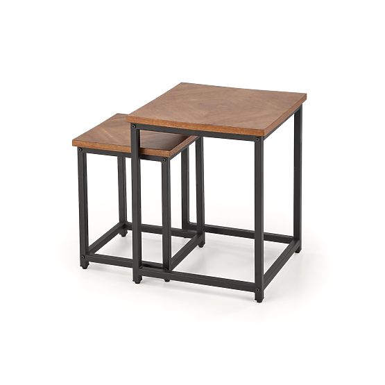 Set ELZA de 2 bănci, nuc / negru (1p=1buc)