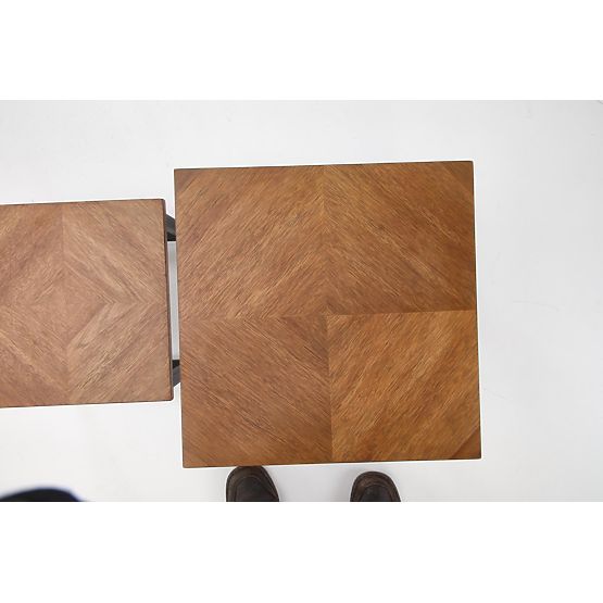 Set ELZA de 2 bănci, nuc / negru (1p=1buc)