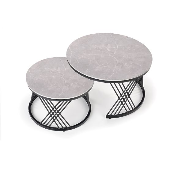 Set FLAMINGO de 2 mese, marmură cenușie/negru (2p=1buc)