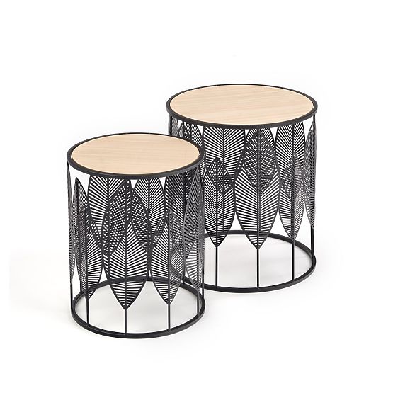 Set FOLLA de 2 bănci negru / natural (1p=1buc)