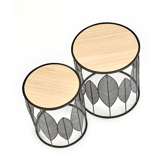 Set FOLLA de 2 bănci negru / natural (1p=1buc)