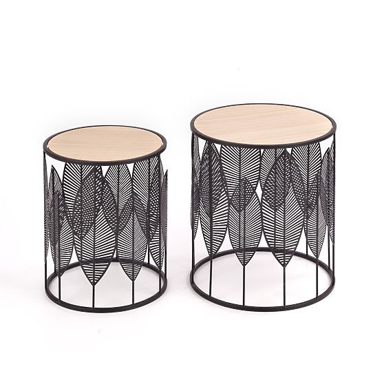 Set FOLLA de 2 bănci negru / natural (1p=1buc)