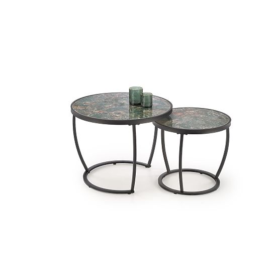 Set INES de 2 mese, marmură verde / negru (1p=1set)