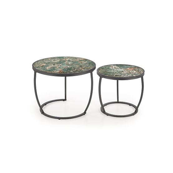 Set INES de 2 mese, marmură verde / negru (1p=1set)