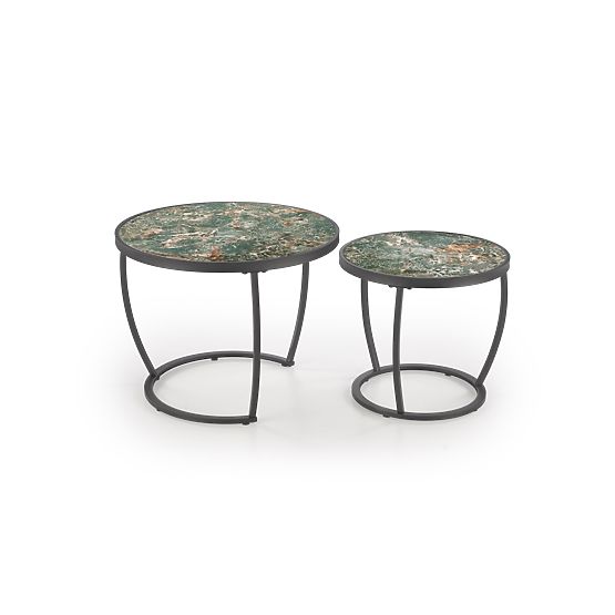 Set INES de 2 mese, marmură verde / negru (1p=1set)