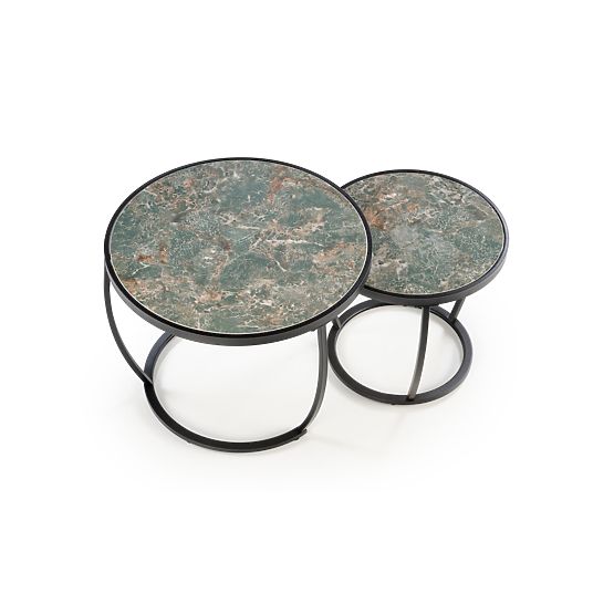 Set INES de 2 mese, marmură verde / negru (1p=1set)