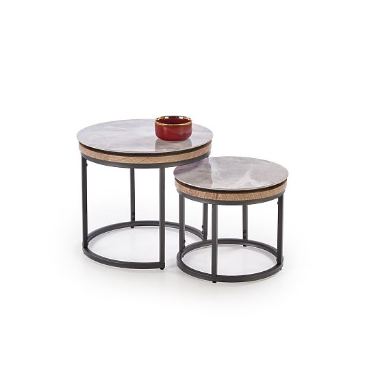 Set ITAKA de 2 bănci, marmură cenușie / grafit (1p=1buc)