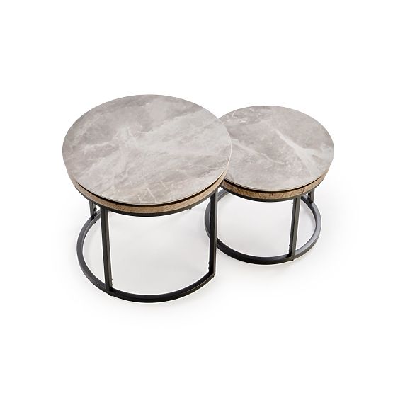 Set ITAKA de 2 bănci, marmură cenușie / grafit (1p=1buc)