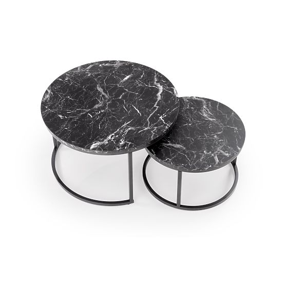 Set JAVA de 2 bănci, marmură neagră / negru (1p=1buc)