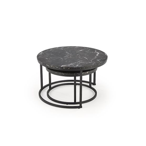 Set JAVA de 2 bănci, marmură neagră / negru (1p=1buc)