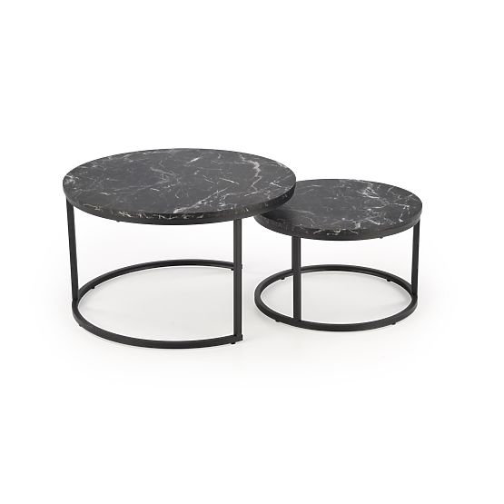 Set JAVA de 2 bănci, marmură neagră / negru (1p=1buc)