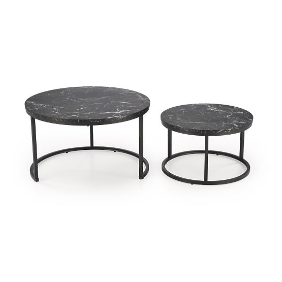 Set JAVA de 2 bănci, marmură neagră / negru (1p=1buc)