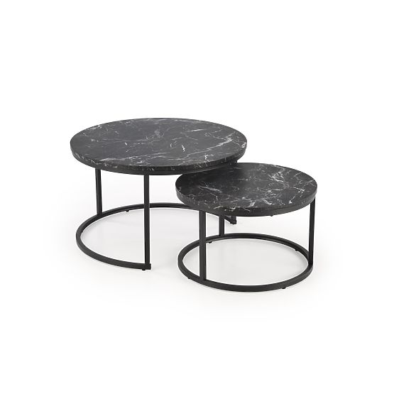 Set JAVA de 2 bănci, marmură neagră / negru (1p=1buc)