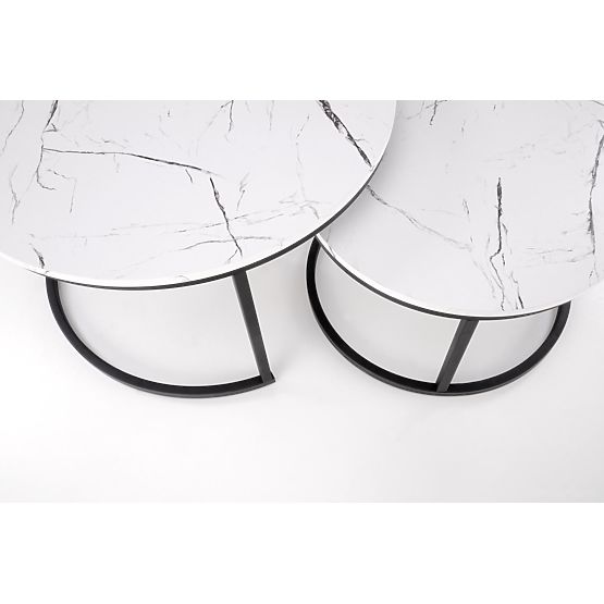 Set JAVA de 2 mese, marmură albă / negru (1p=1buc)
