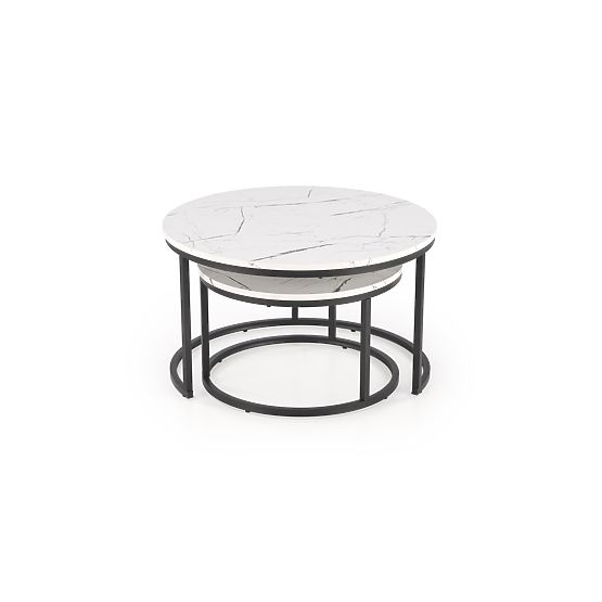 Set JAVA de 2 mese, marmură albă / negru (1p=1buc)