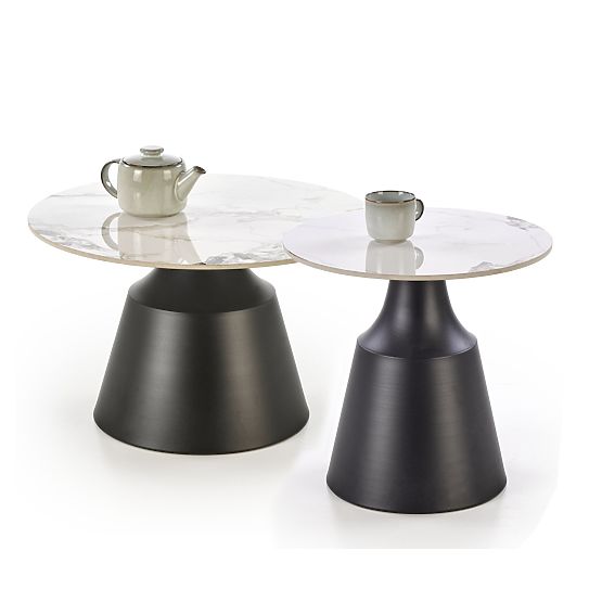 Set MAGNETA de 2 bănci, marmură albă / negru (2p=1buc)