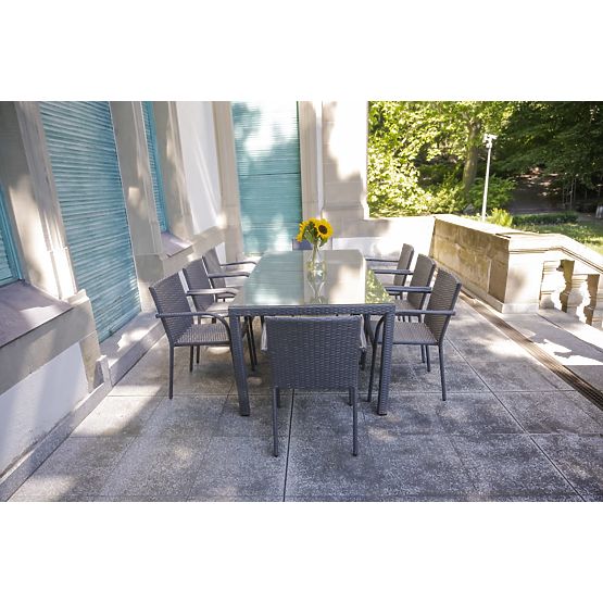 Set mare de masă din tehnoratan (8 scaune + masă mare) SOTTILE gri