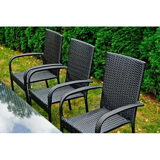 Set mare de masă din tehnoratan (masă 200x100cm + 8 scaune) SOTTILE negru