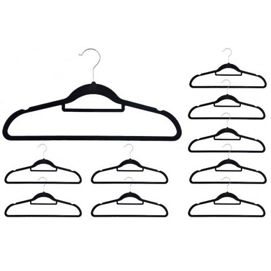 Set Maxi de 10 umerașe din velur - negru