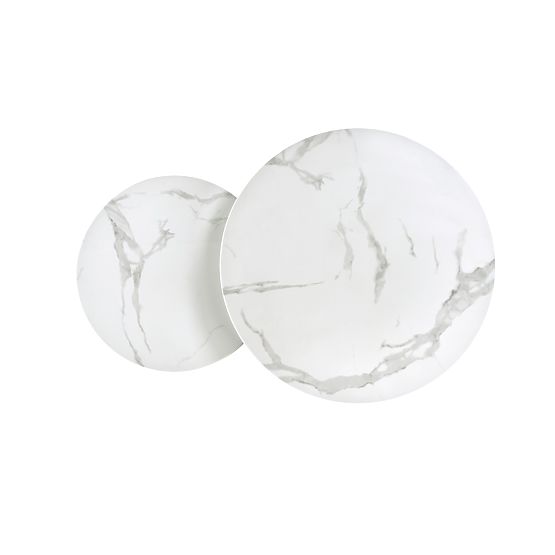 Set MERCURY 2 de 2 bănci, cadru - argintiu, sticlă - marmură albă (1p=1buc)