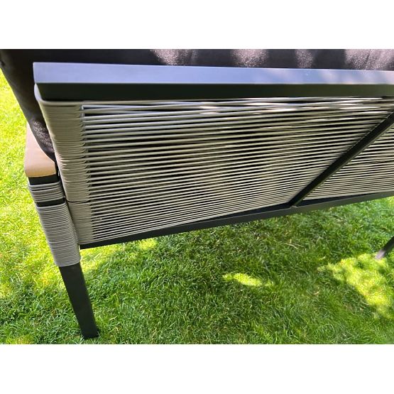 Set mic de mobilier pentru balcon (2 x fotoliu, canapea + masă) CORTO aluminiu negru, tehnoratan gri