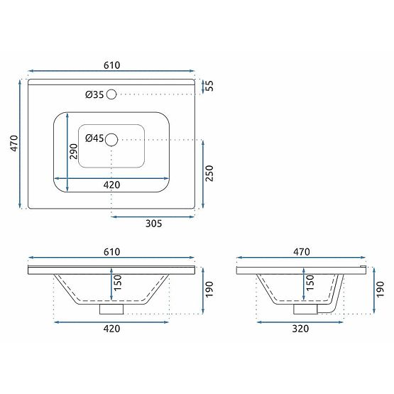 Set mobilier de baie cu lavoar Astor 60 cm Alb