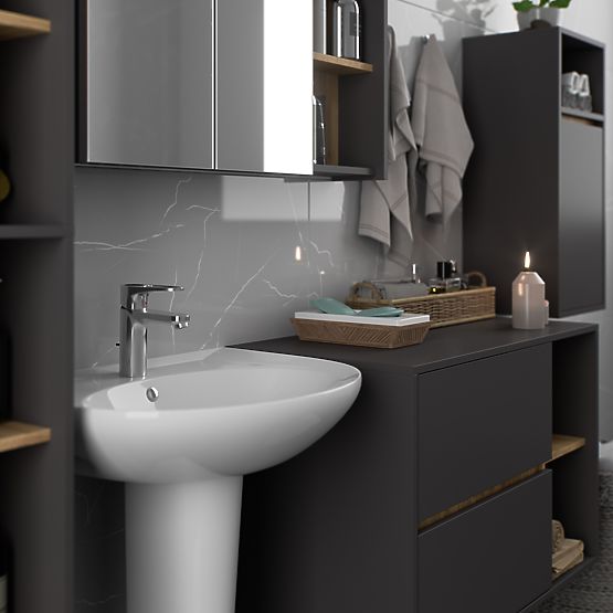 SET MOBILIER DE BAIE SUSPENDAT VAMI GRAFIT GRI / STEJAR ARTISAN