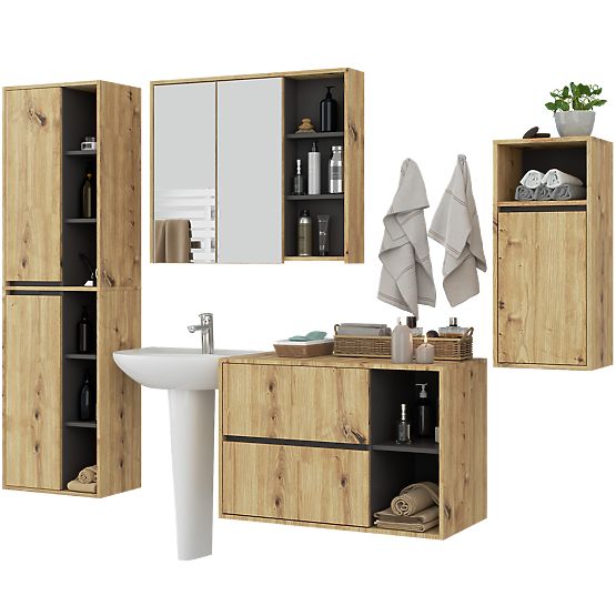 SET MOBILIER DE BAIE SUSPENDAT VAMI STEJAR ARTISAN / GRAFIT GRI