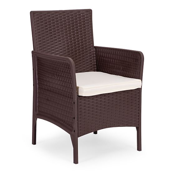 Set mobilier de grădină 2 fotolii + masă sticlă călită maro MultiGarden