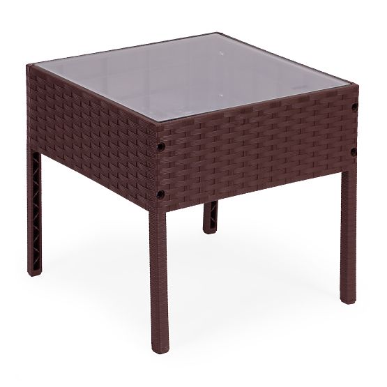 Set mobilier de grădină 2 fotolii + masă sticlă călită maro MultiGarden