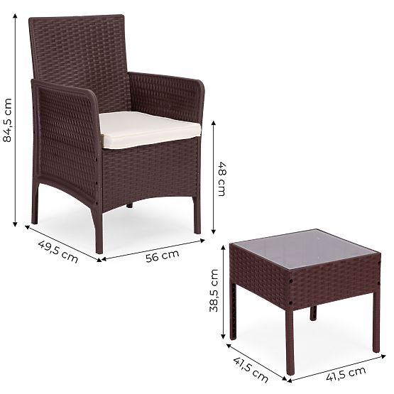 Set mobilier de grădină 2 fotolii + masă sticlă călită maro MultiGarden