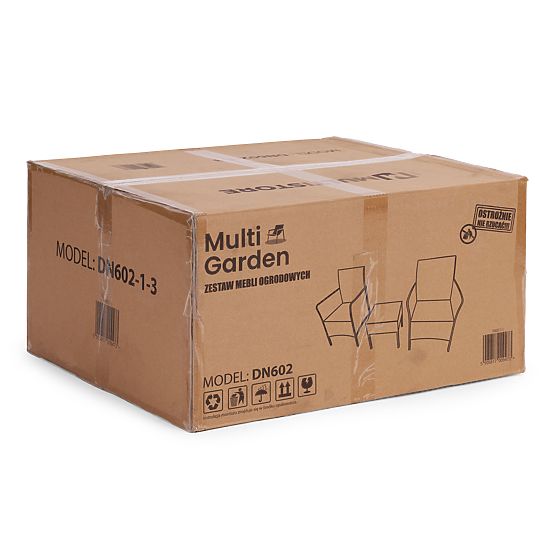 Set mobilier de grădină 2 fotolii + masă sticlă călită maro MultiGarden