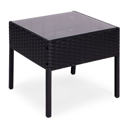 Set mobilier de grădină 2 fotolii + masă sticlă călită neagră MultiGarden