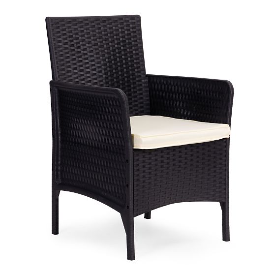 Set mobilier de grădină 2 fotolii + masă sticlă călită neagră MultiGarden