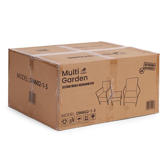 Set mobilier de grădină 2 fotolii + masă sticlă călită neagră MultiGarden