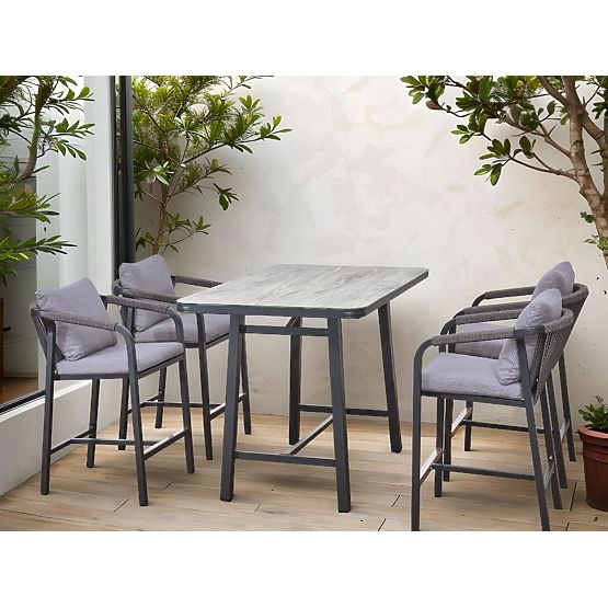 Set mobilier de grădină (4 scaune de bar + masă înaltă) BREZZA gri
