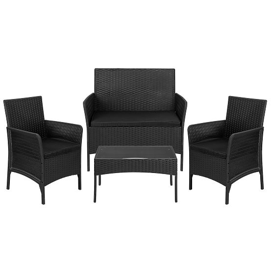 Set mobilier de grădină CAMELIA negru cu perne negre