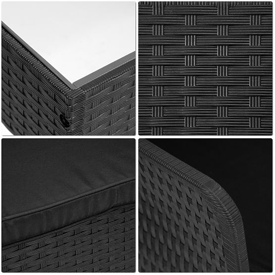 Set mobilier de grădină CAMELIA negru cu perne negre