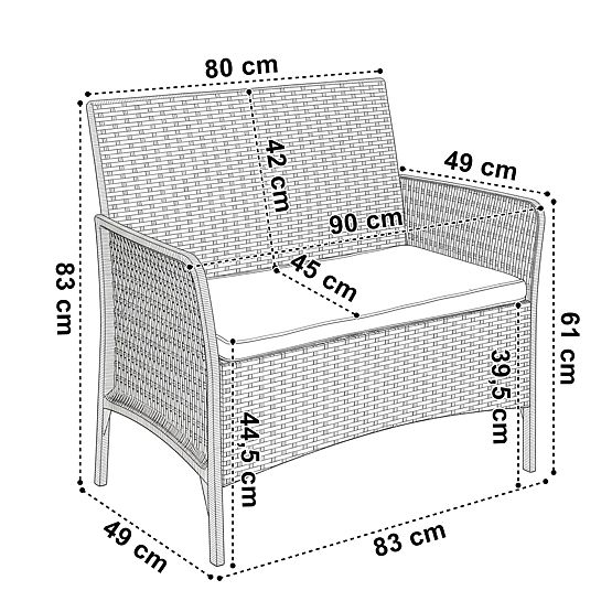Set mobilier de grădină CAMELIA negru cu perne negre