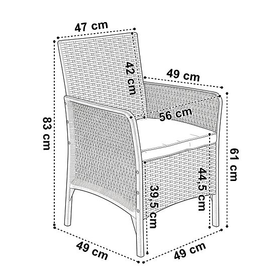 Set mobilier de grădină CAMELIA negru cu perne negre
