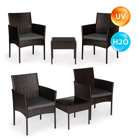 Set mobilier de grădină din technoratan 2 scaune masă maro închis MultiGarden
