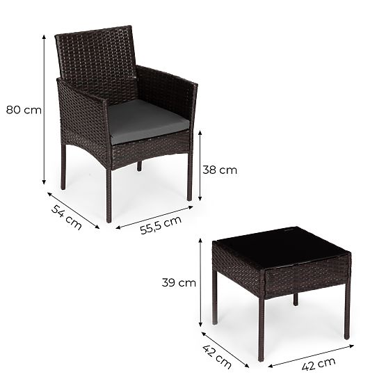 Set mobilier de grădină din technoratan 2 scaune masă maro închis MultiGarden