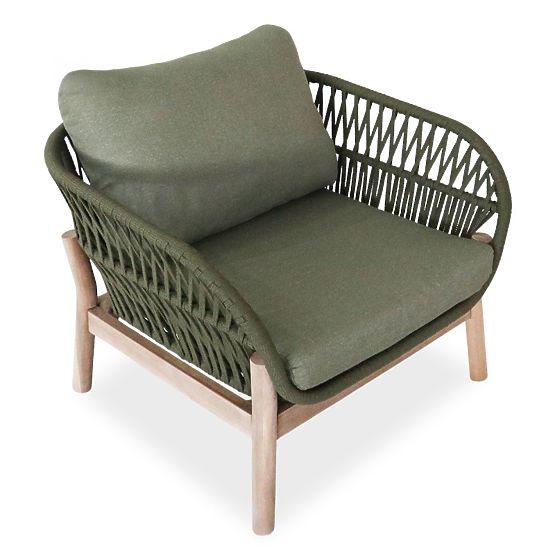 Set mobilier de grădină Fiorentino aspect de tec, împletit, lemn de acacia deschis FSC, verde, rotun